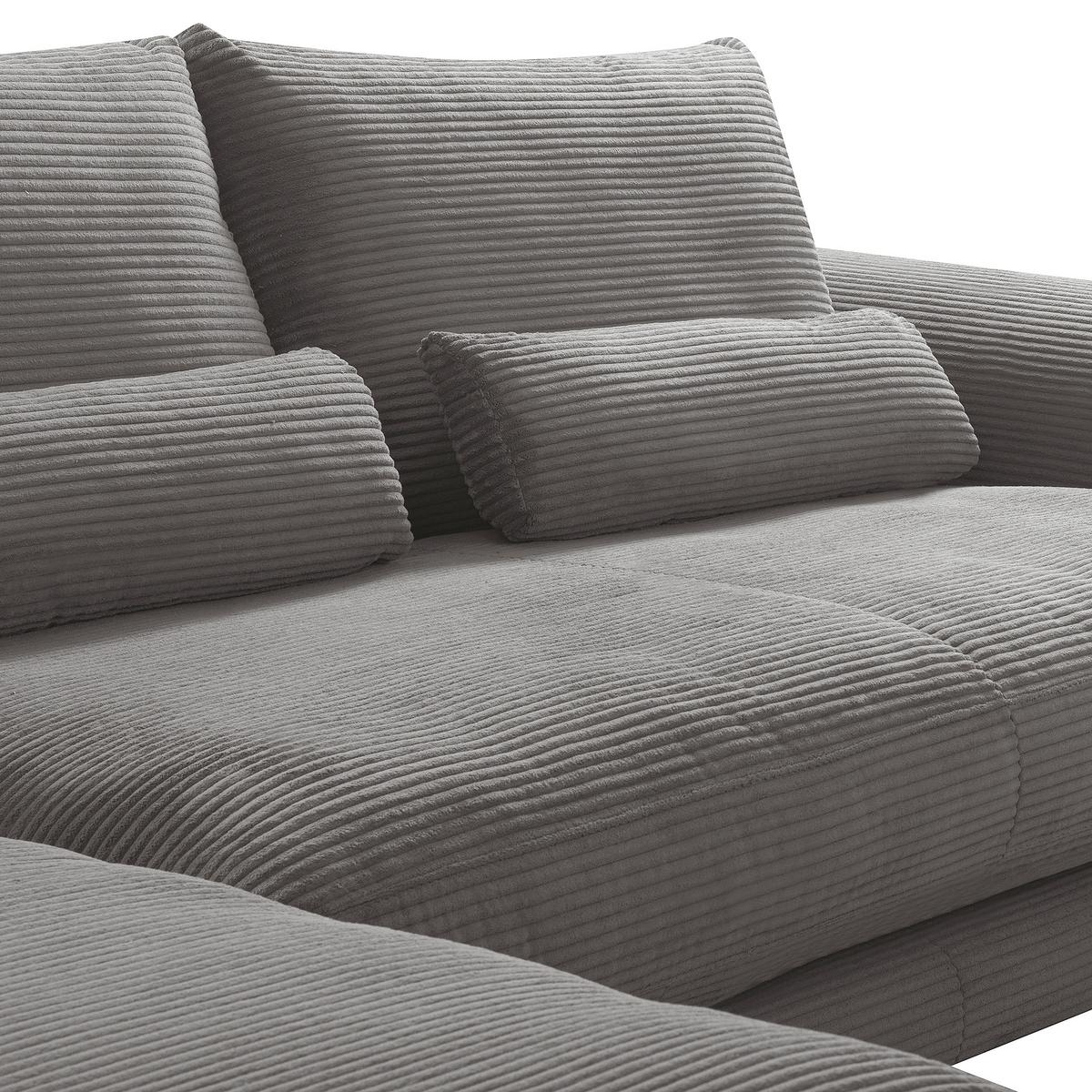 Ecksofa Berlin Cord Grau 172x313 cm - Schwarz/Grau, Design, Textil (172/313cm) - P & B