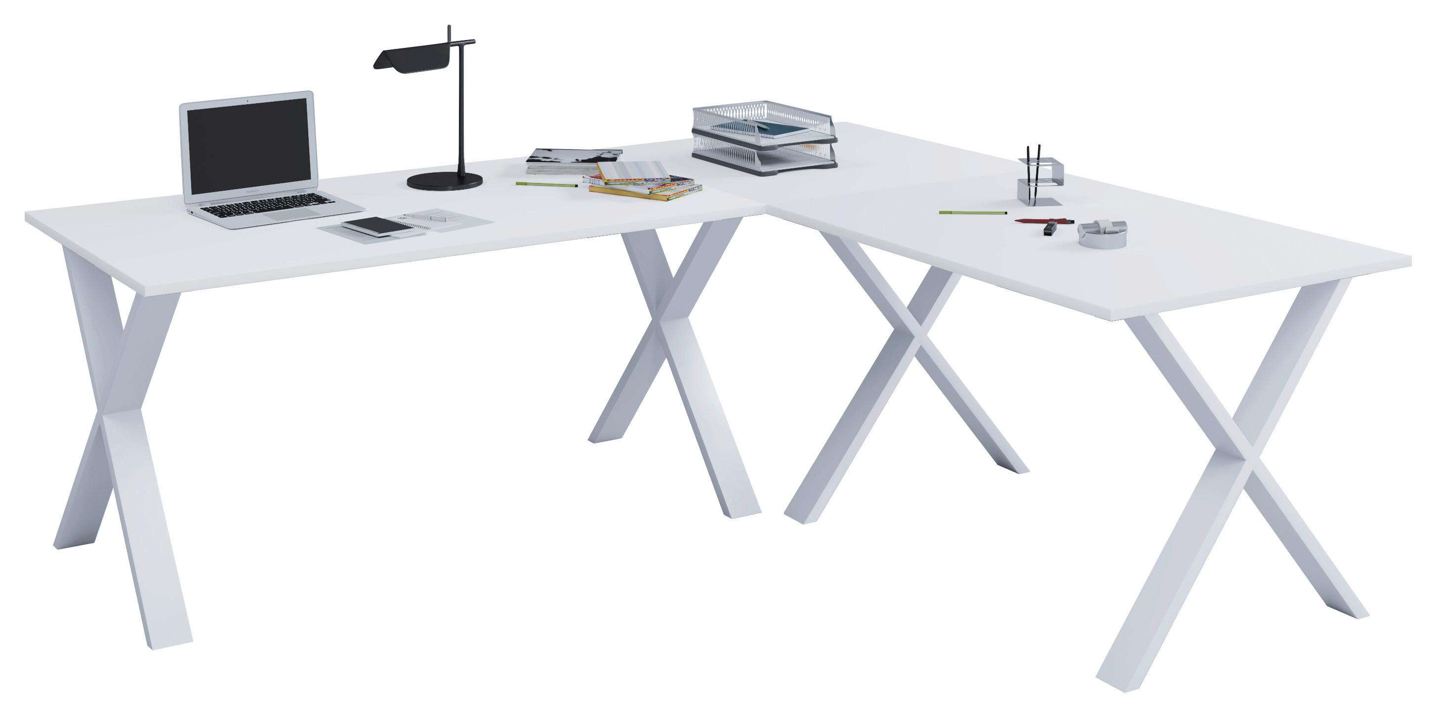 Eckschreibtisch Lona 160x130cm Weiß - Weiß, MODERN, Holzwerkstoff/Metall (160/50/76cm) - MID.YOU
