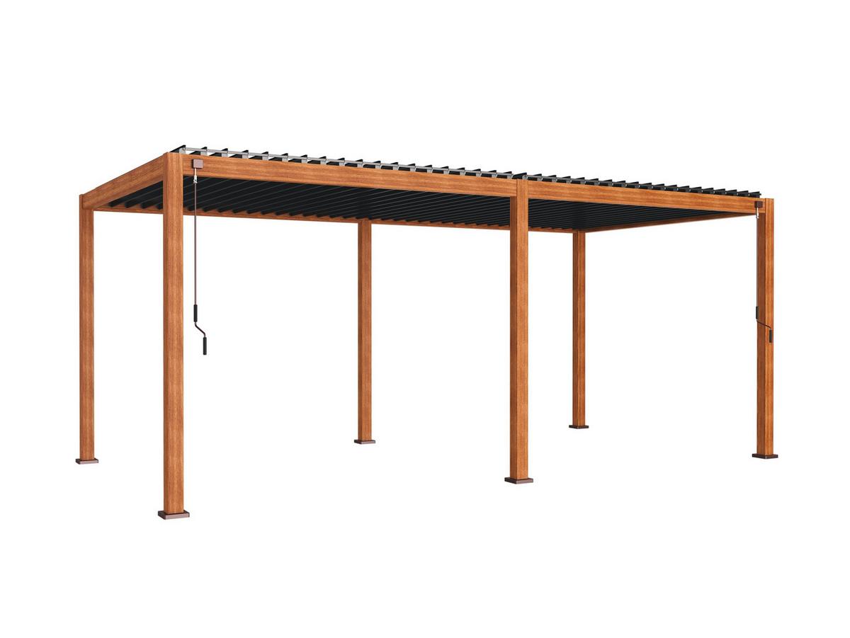 Pavillon Mirador 600x300 Cm Wetterfest, Gartenpavillon - Anthrazit/Braun, MODERN, Metall (600/250/300cm) - Gardenson