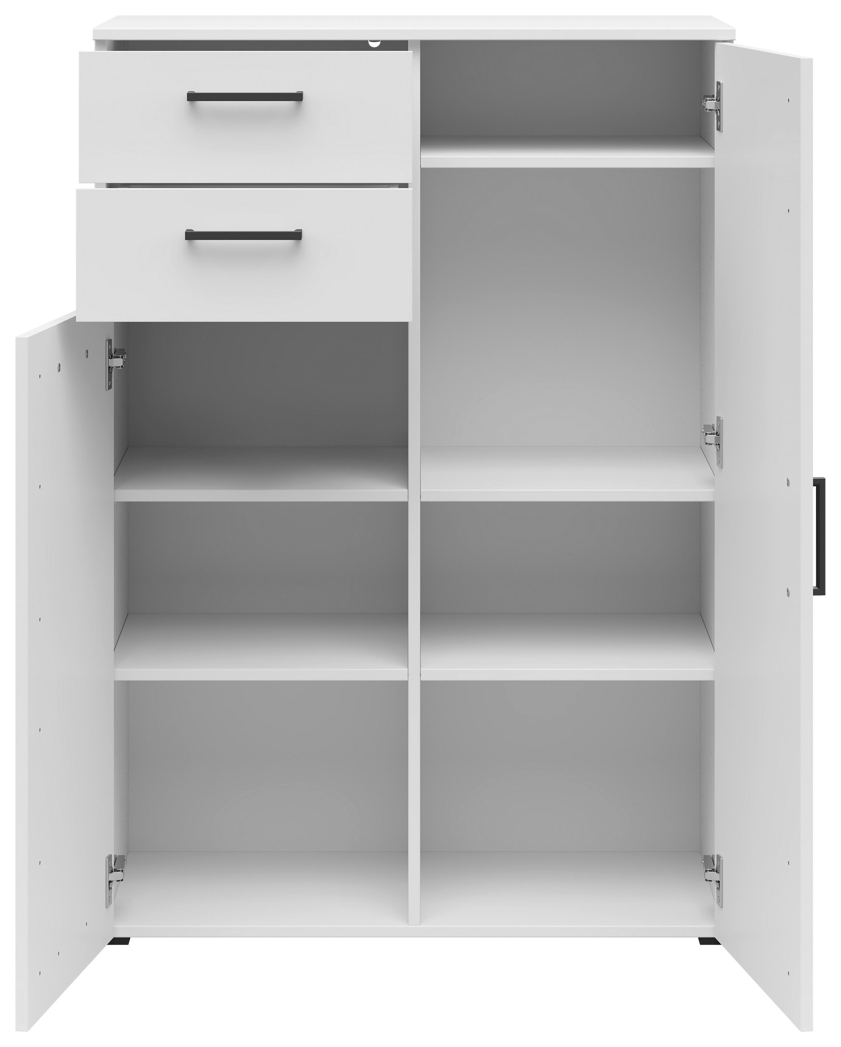 Komód Cabinet - fehér, Modern, faalapú anyag (80/115/40cm)