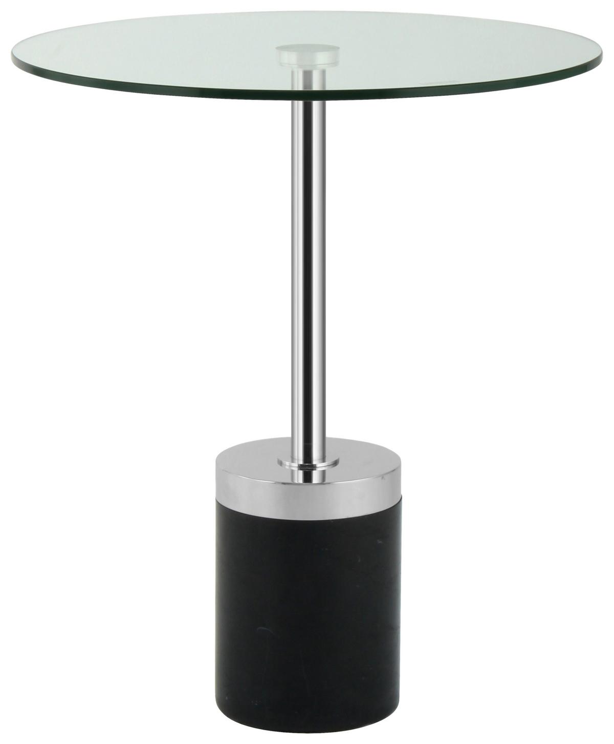 Beistelltisch Lana 125 Schwarz/Silberfarben B: 53 cm - Silberfarben/Schwarz, Design, Glas/Stein (46/46/53cm) - Kayoom