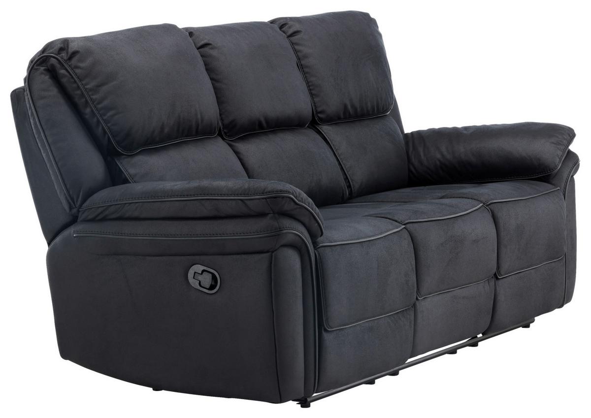 3-Sitzer-Sofa Saranda - Schwarz, Design, Kunststoff/Textil (228/103/99cm) - Livetastic