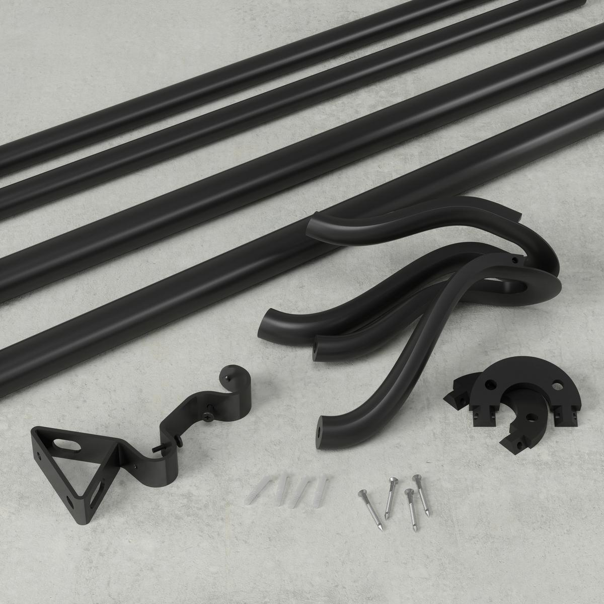 Vorhangstange Midnight Schwarz L: 107-305 cm - Schwarz, KONVENTIONELL, Metall (107-305cm) - Umbra