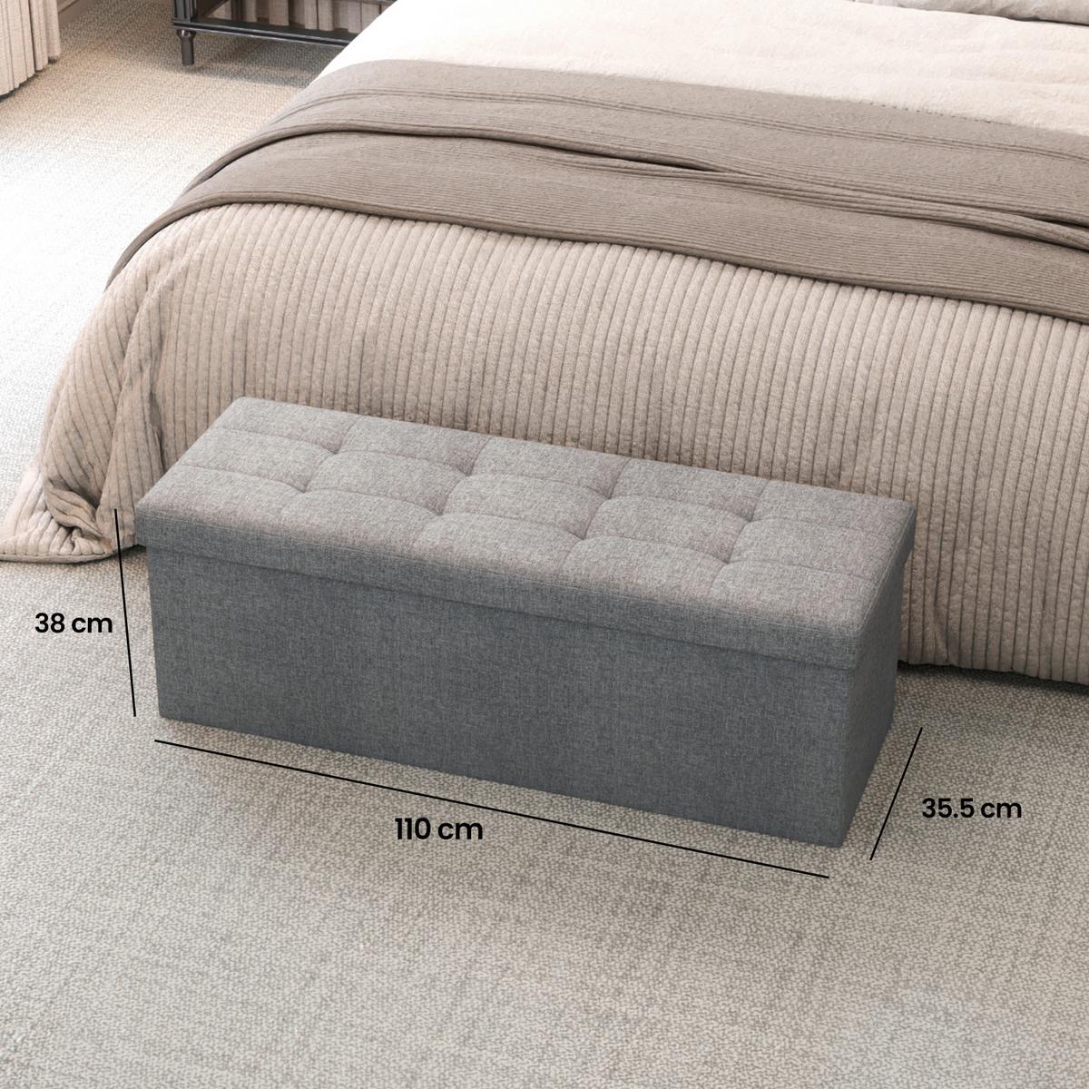 Sitzbox Hellgrau B: 110 cm - Hellgrau, Basics, Holzwerkstoff/Textil (110/38/38cm)