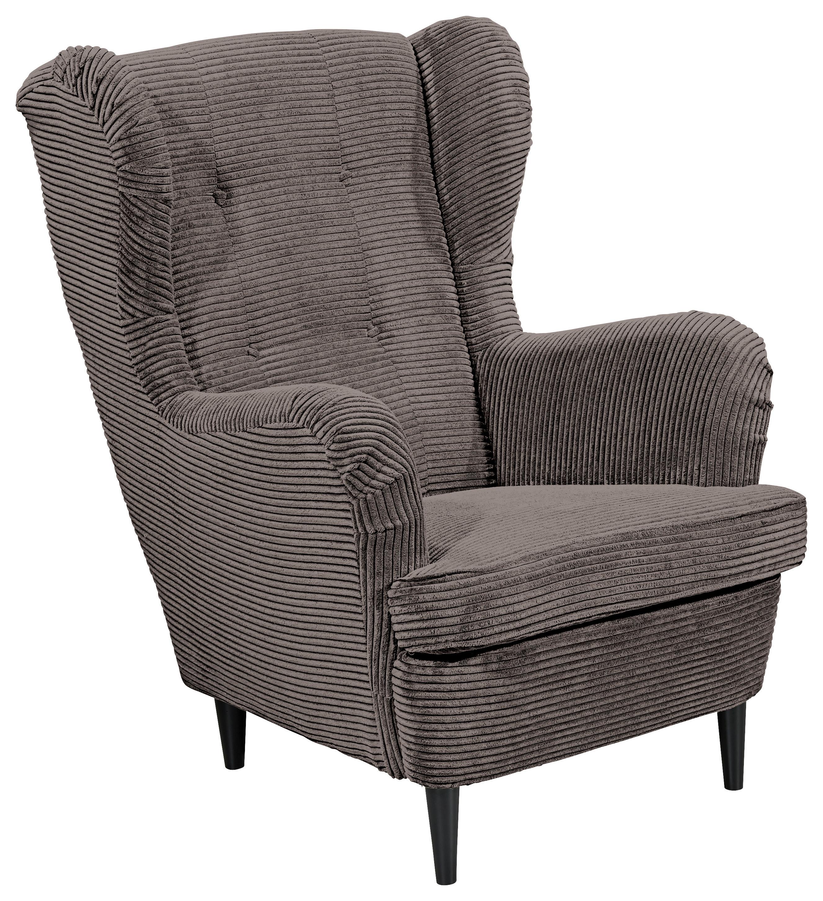 Ohrensessel Oskar Mokka B: 78 cm - Schwarz/Mokka, Basics, Textil (78/102/98cm) - Livetastic