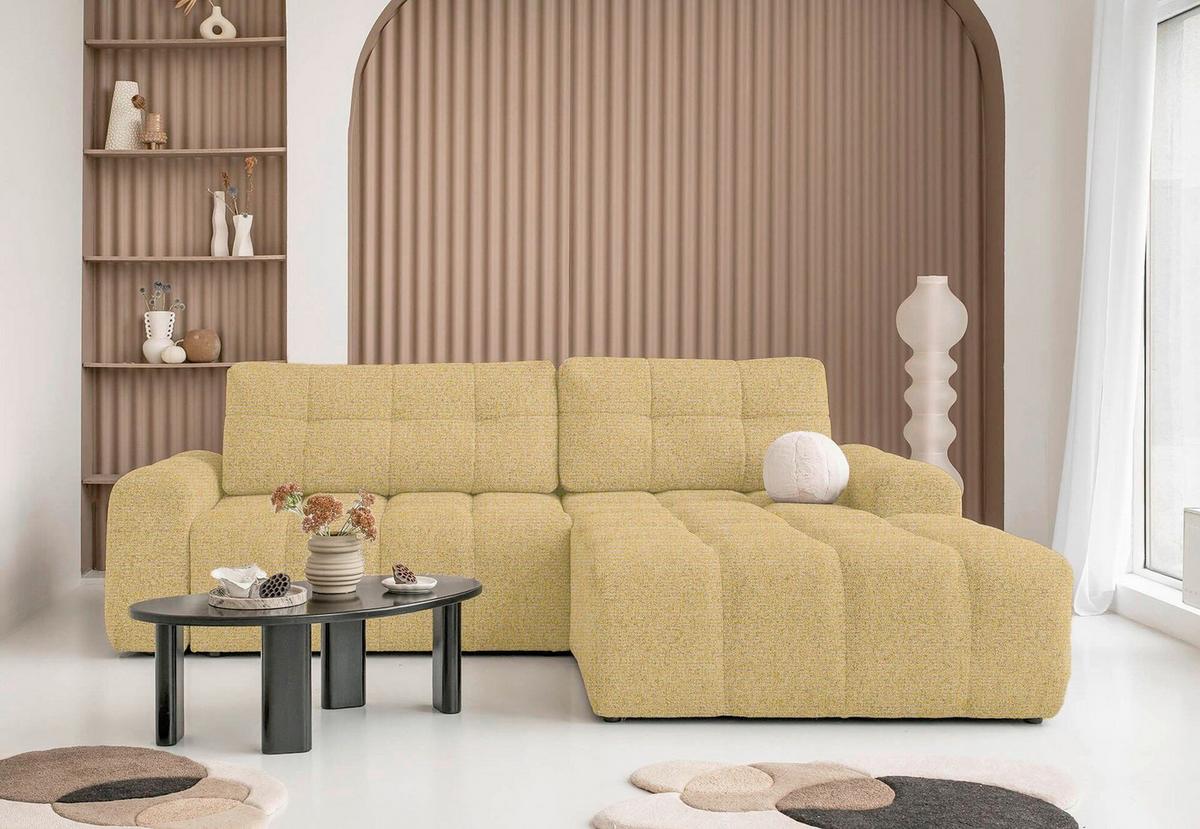 Ecksofa Lulu Gelb S: 268x184cm - Gelb/Schwarz, Design, Textil (268/184cm) - MID.YOU