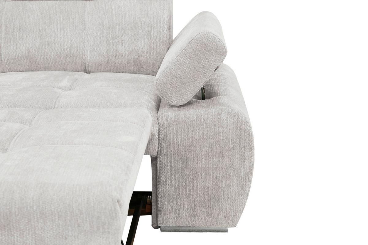 Rohová sedačka VEGAS, levá, světle šedá žinylka - barvy stříbra/světle šedá, Design, dřevo/textil (173/294cm)