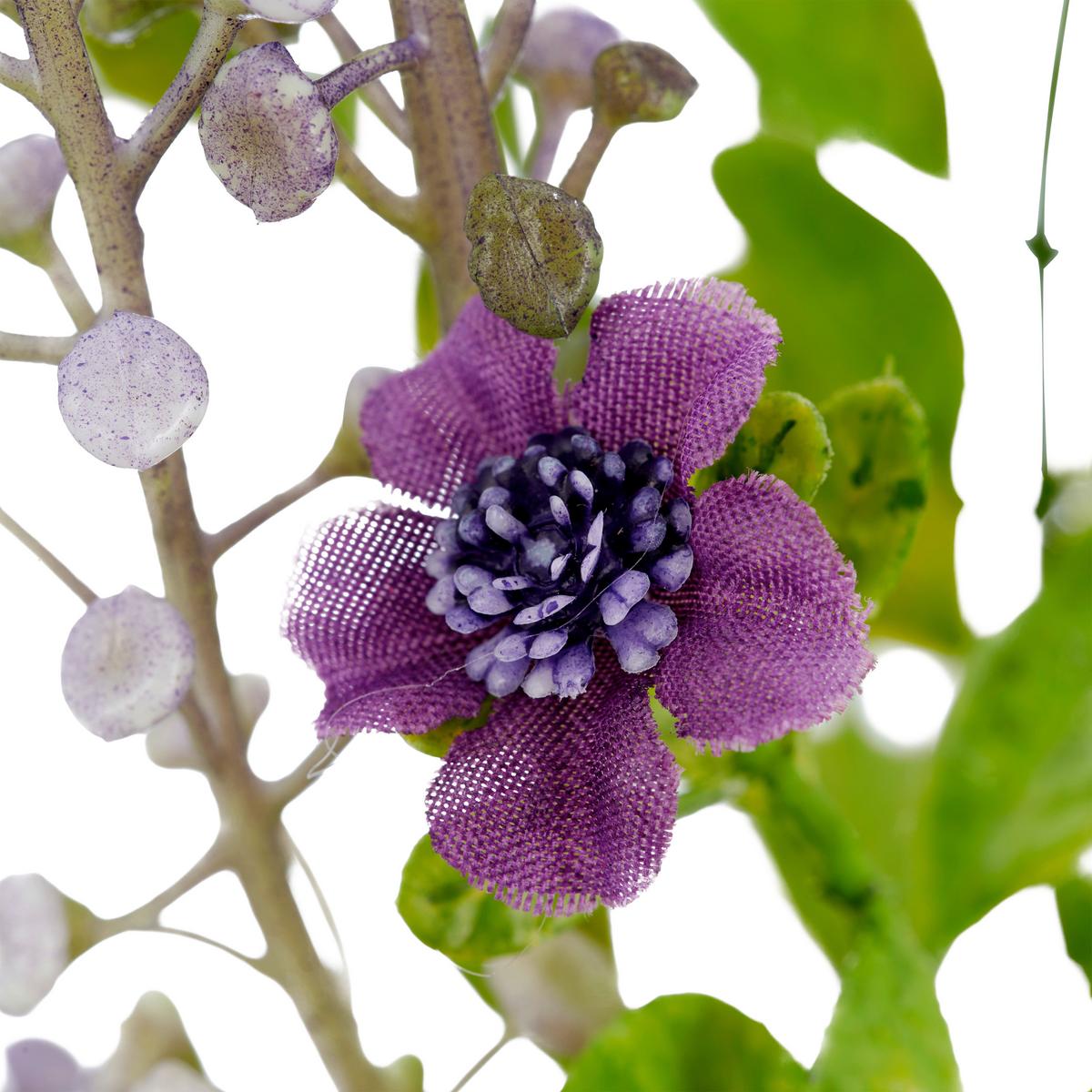 Dekozweig Phytolacca - Lila/Grün, Basics, Kunststoff/Textil (72cm)