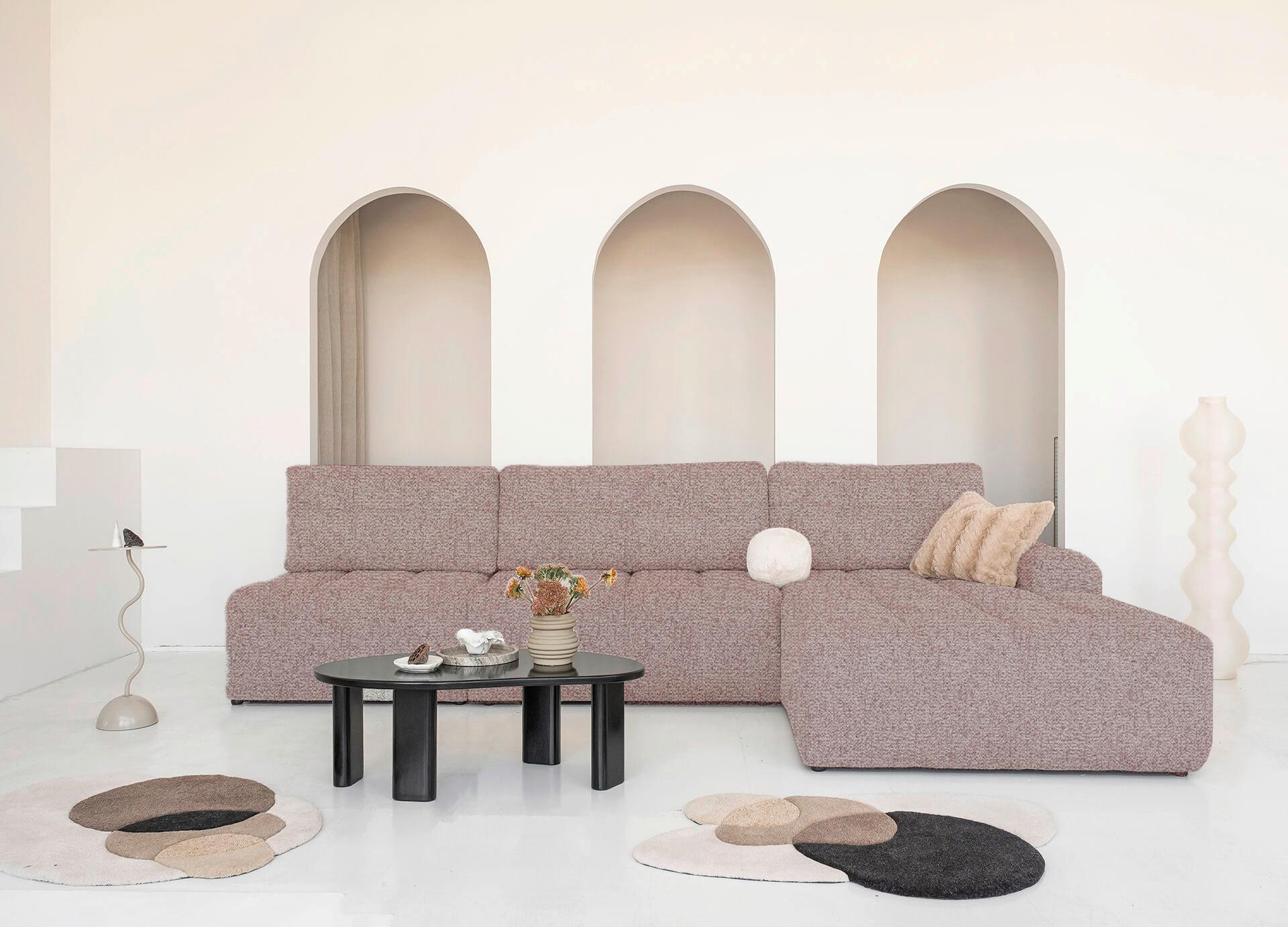 Ecksofa Lulu Rot S: 338x184cm - Rot/Schwarz, Design, Textil (338/184cm) - MID.YOU