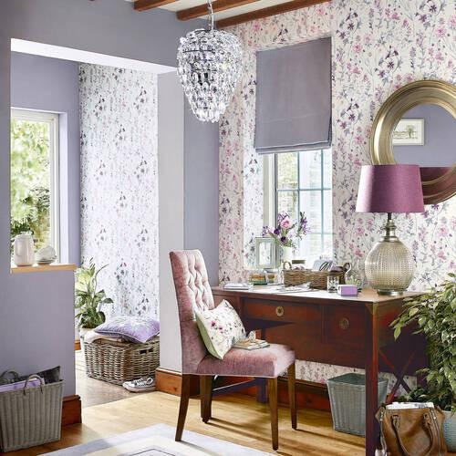 Vliestapete Wild Meadow Pale Iris - Lila, Basics, Papier/Kunststoff (52/1000cm)