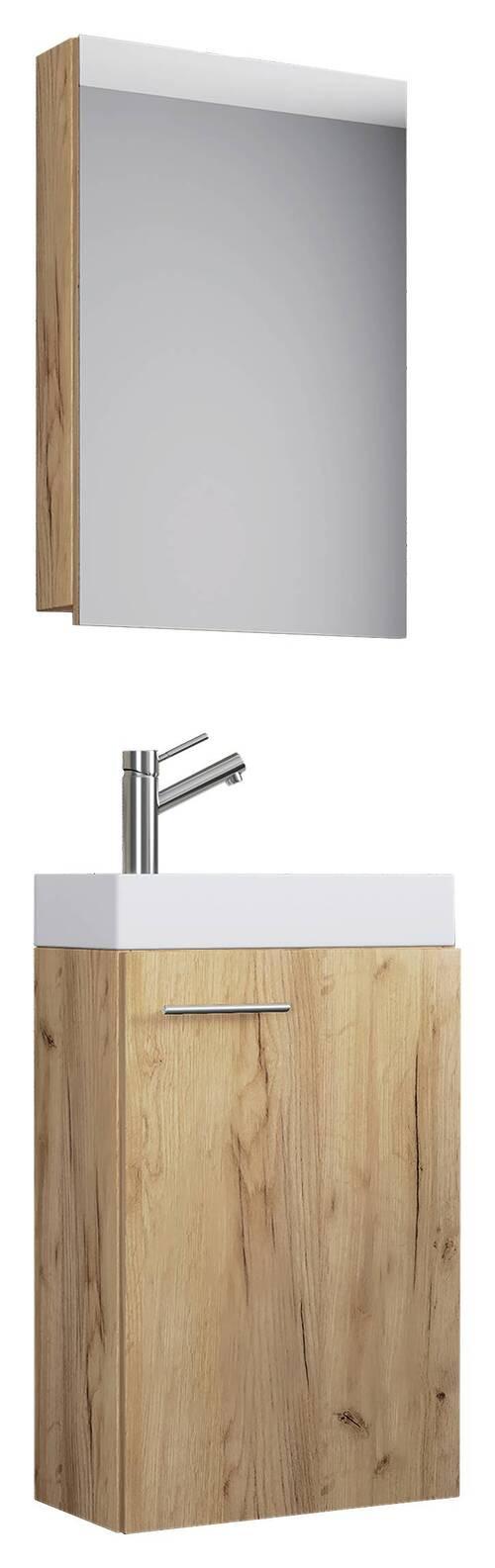 Gästebad Slito 3-teilig Honigeiche B: 41 Cm - Honigeiche/Weiß, MODERN, Keramik/Holzwerkstoff (41cm) - MID.YOU
