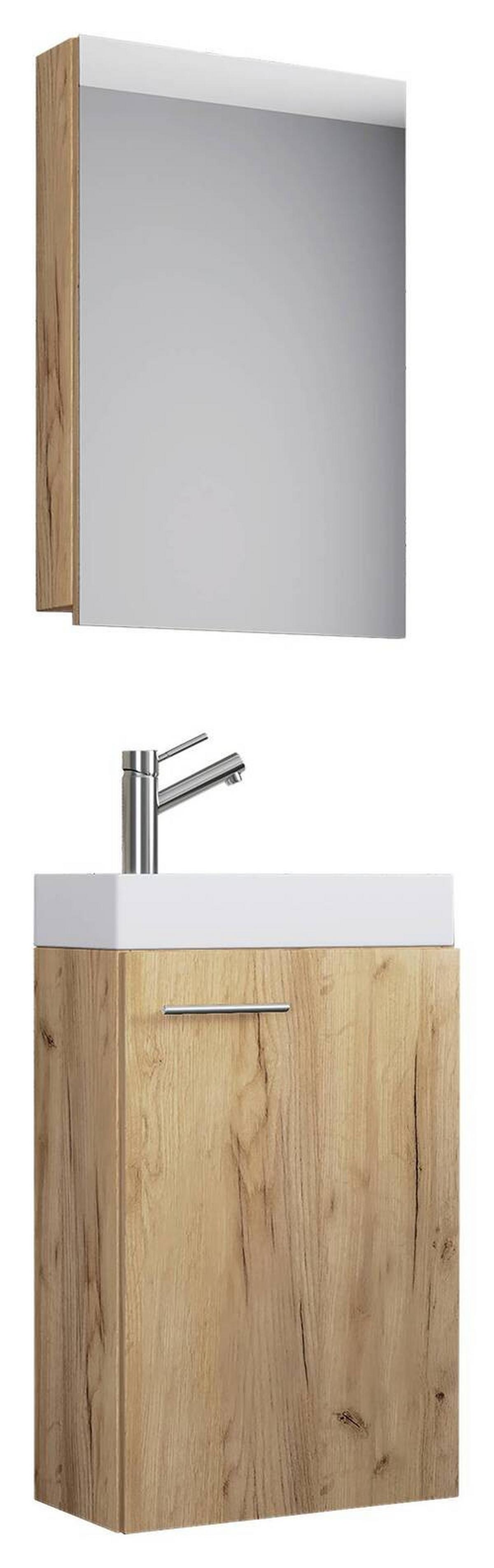 Gästebad Slito 3-teilig Honigeiche B: 41 Cm - Honigeiche/Weiß, MODERN, Keramik/Holzwerkstoff (41cm) - MID.YOU