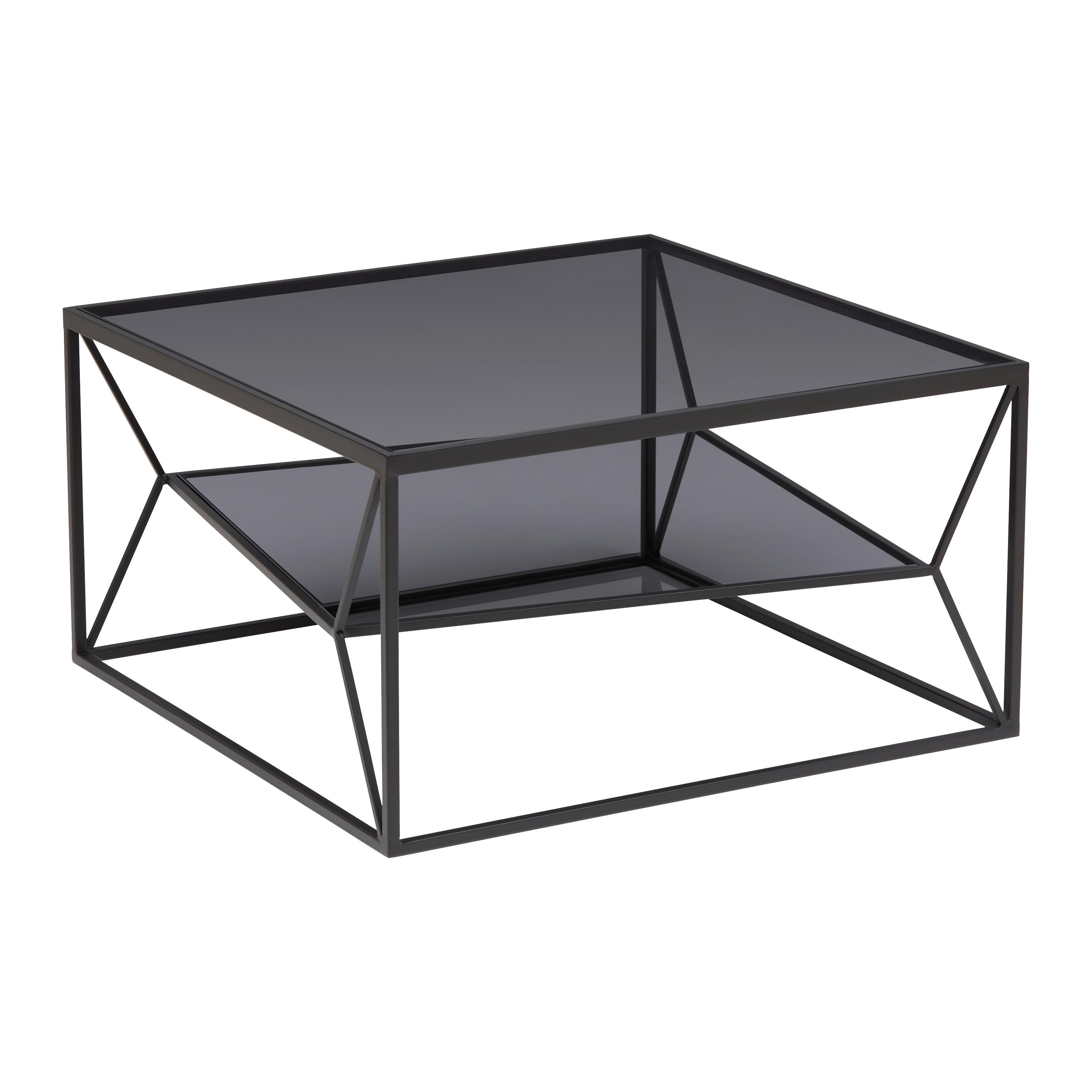 KONFERENČNÍ STOLEK ANGEL - šedá/černá, Moderní, kov/sklo (70/38/70cm) - Premium Living