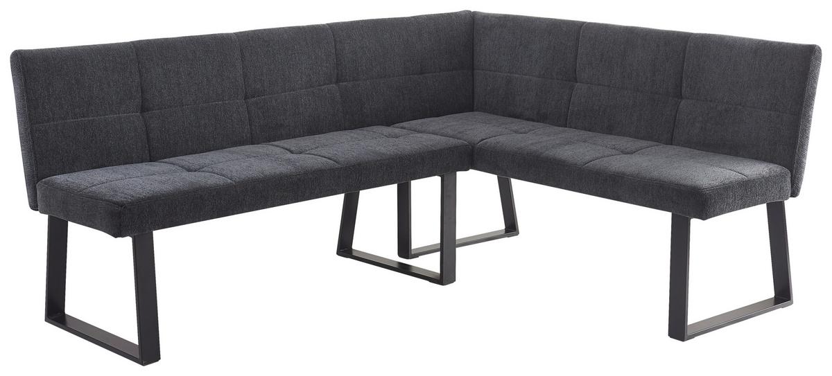 Eckbank Rico Dunkelgrau, Schenkel 152x191cm - Dunkelgrau/Schwarz, LIFESTYLE, Textil/Metall (152/191cm) - MID.YOU