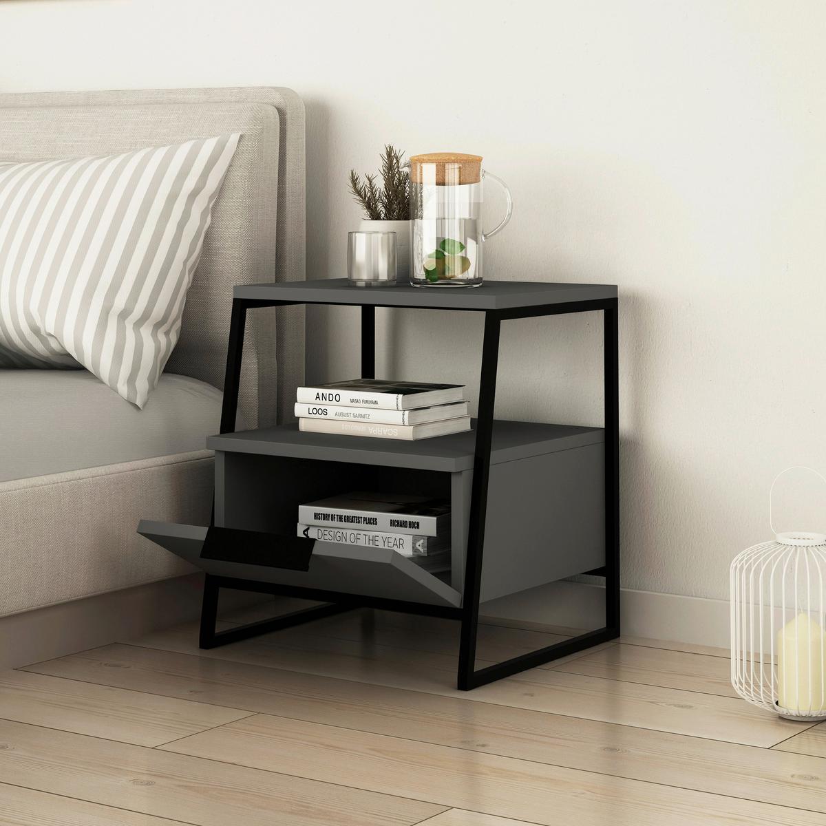 Beistelltisch Pal Beistelltisch - Anthrazit, Design, Holzwerkstoff (45/40/50cm) - Livetastic