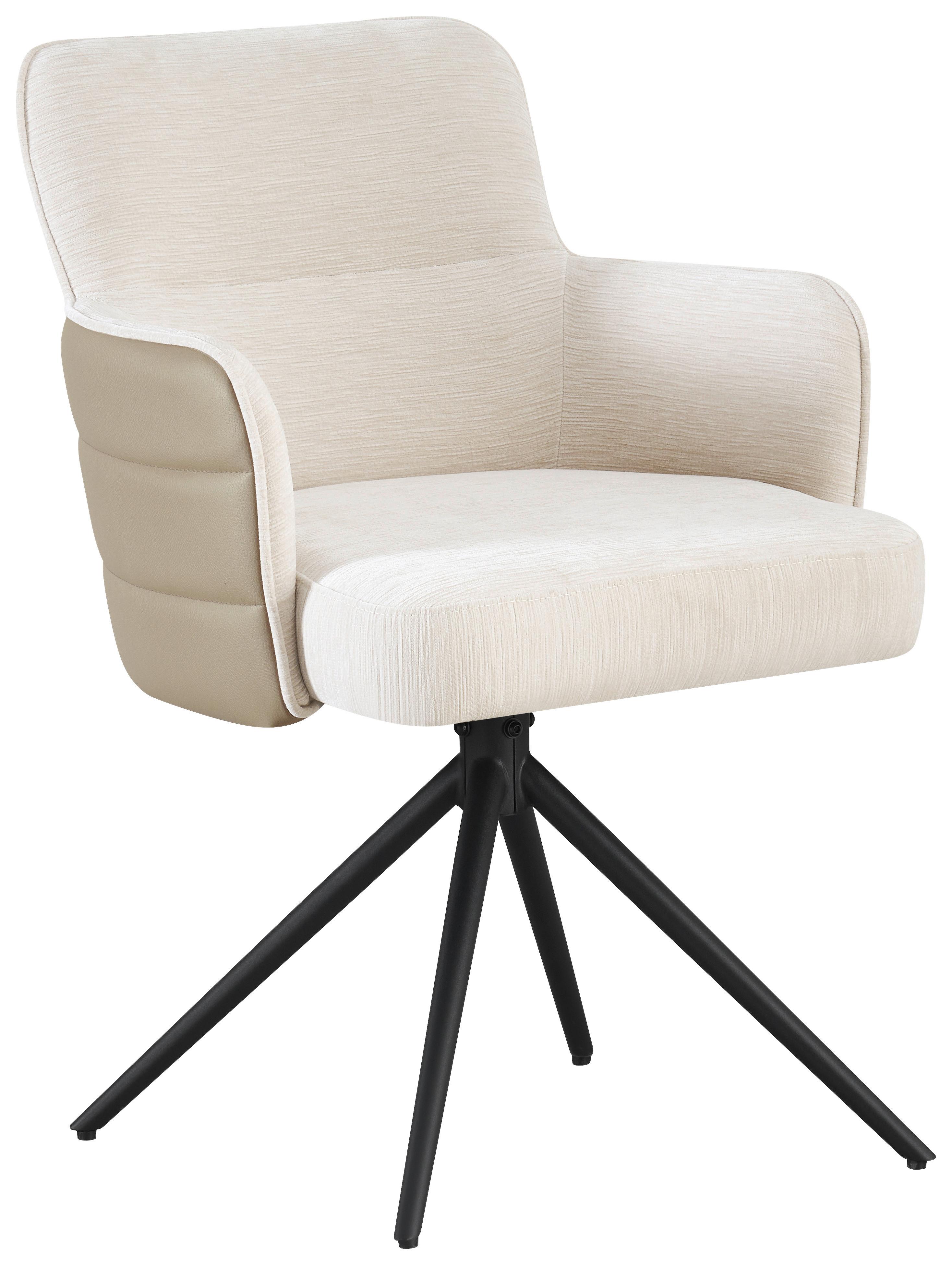 Armlehnstuhl Mia Webstoff Beige, B: 58 Cm - Beige/Schwarz, KONVENTIONELL, Textil/Metall (58/82/64cm) - MID.YOU