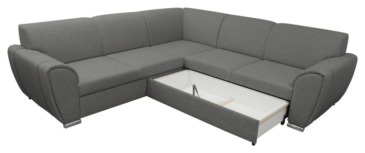 Ecksofa Mit Schlaffunktion Delux Grau Ottomane Rechts - Silberfarben/Grau, Design, Textil (266/266cm) - Livetastic
