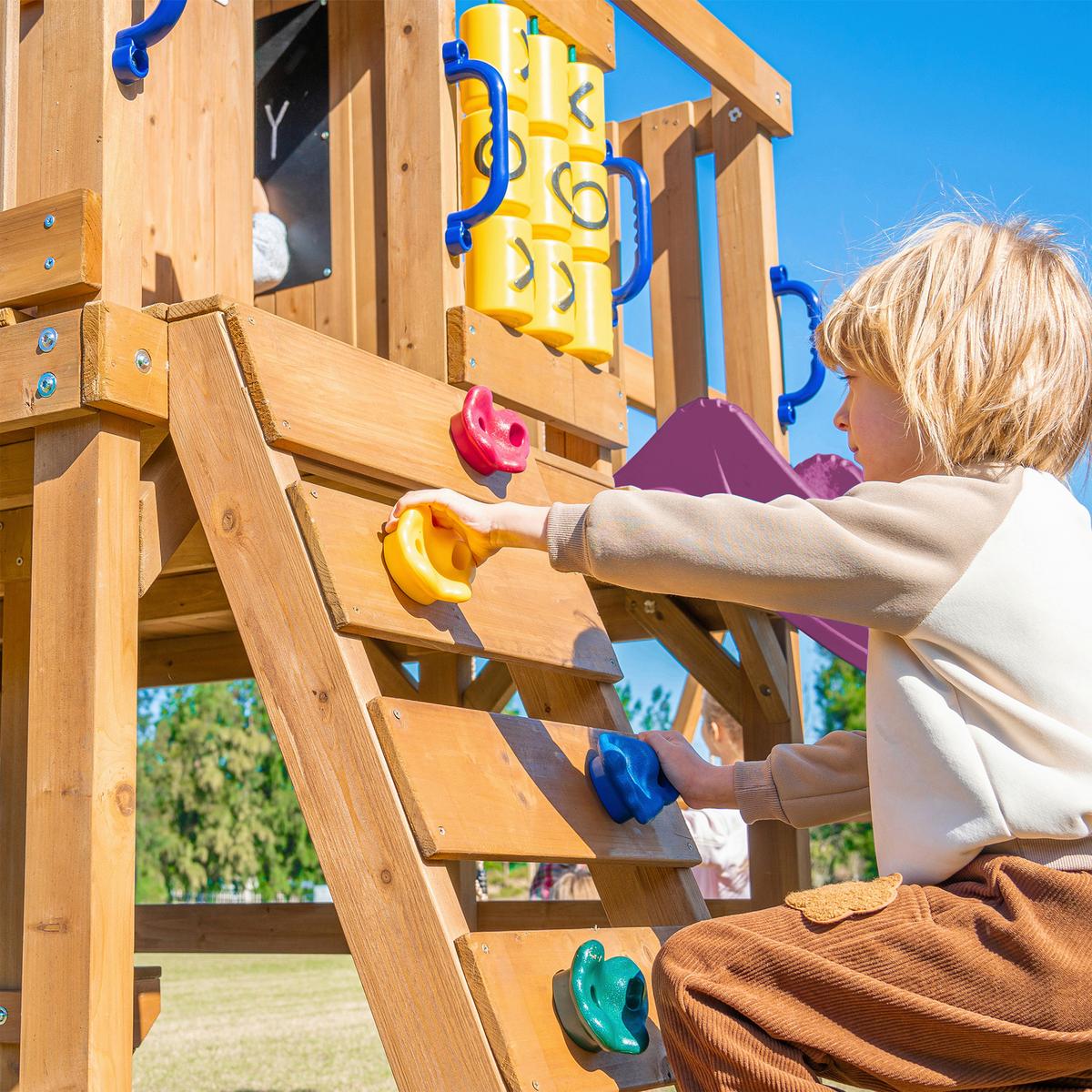 Spielturm mit Rutsche Lila - Anthrazit/Lila, Basics, Holz/Kunststoff (435/410/305cm) - Ambia Garden