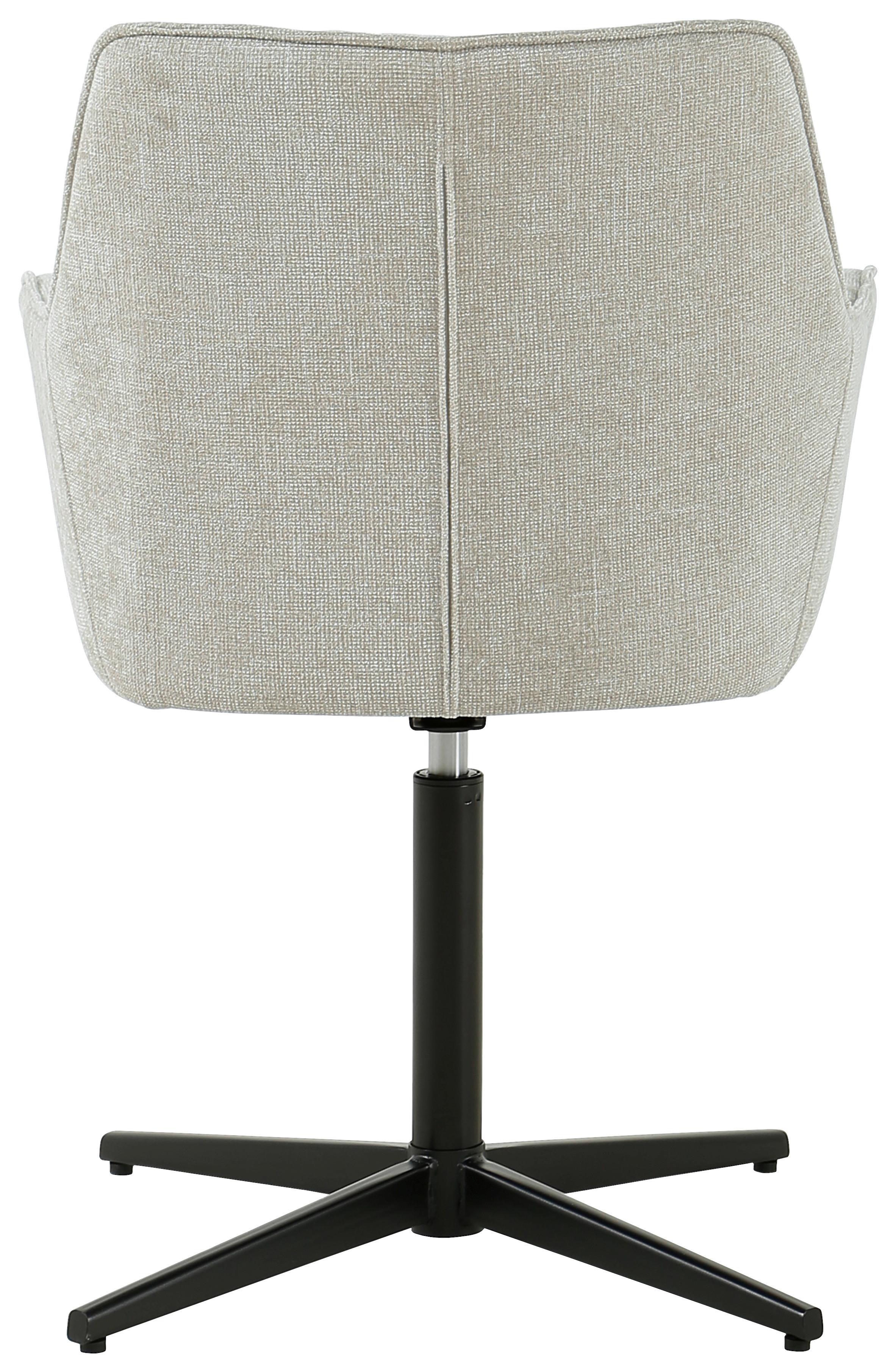 Armlehnstuhl Pat Beige, Sitzfl. 360° drehbar - Beige/Schwarz, KONVENTIONELL, Holz/Textil (60/86.5/61cm) - MID.YOU