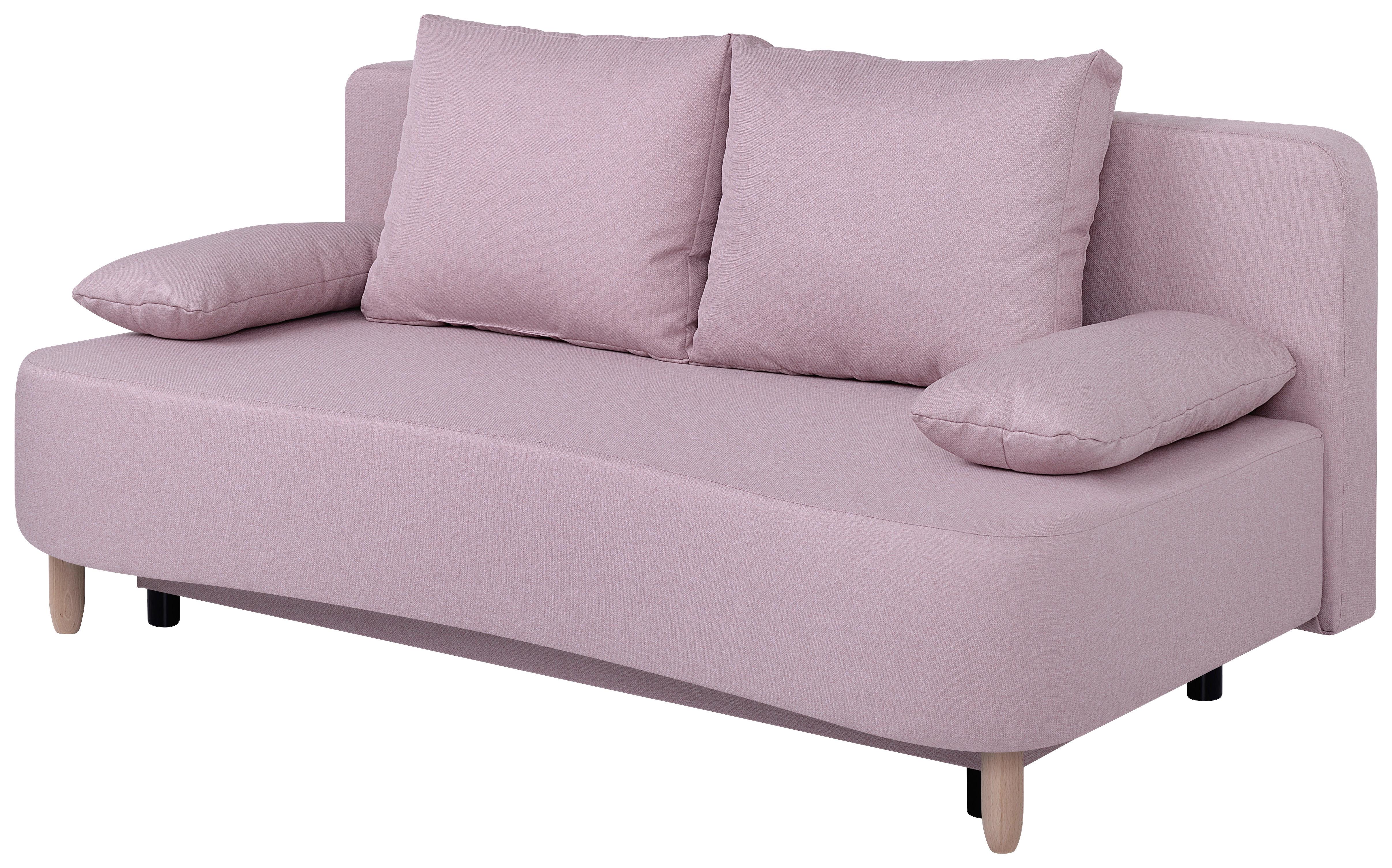 2-Sitzer-Sofa Lara Mit Schlaffunktion & Bettkasten - Buchefarben/Schwarz, KONVENTIONELL, Holzwerkstoff/Textil (193/86/85cm)