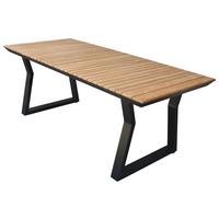 Gartentisch Teak-Exquisit L 200 cm - Schwarz/Alufarben, MODERN, Holz/Metall (200/90/75cm) - Beldano