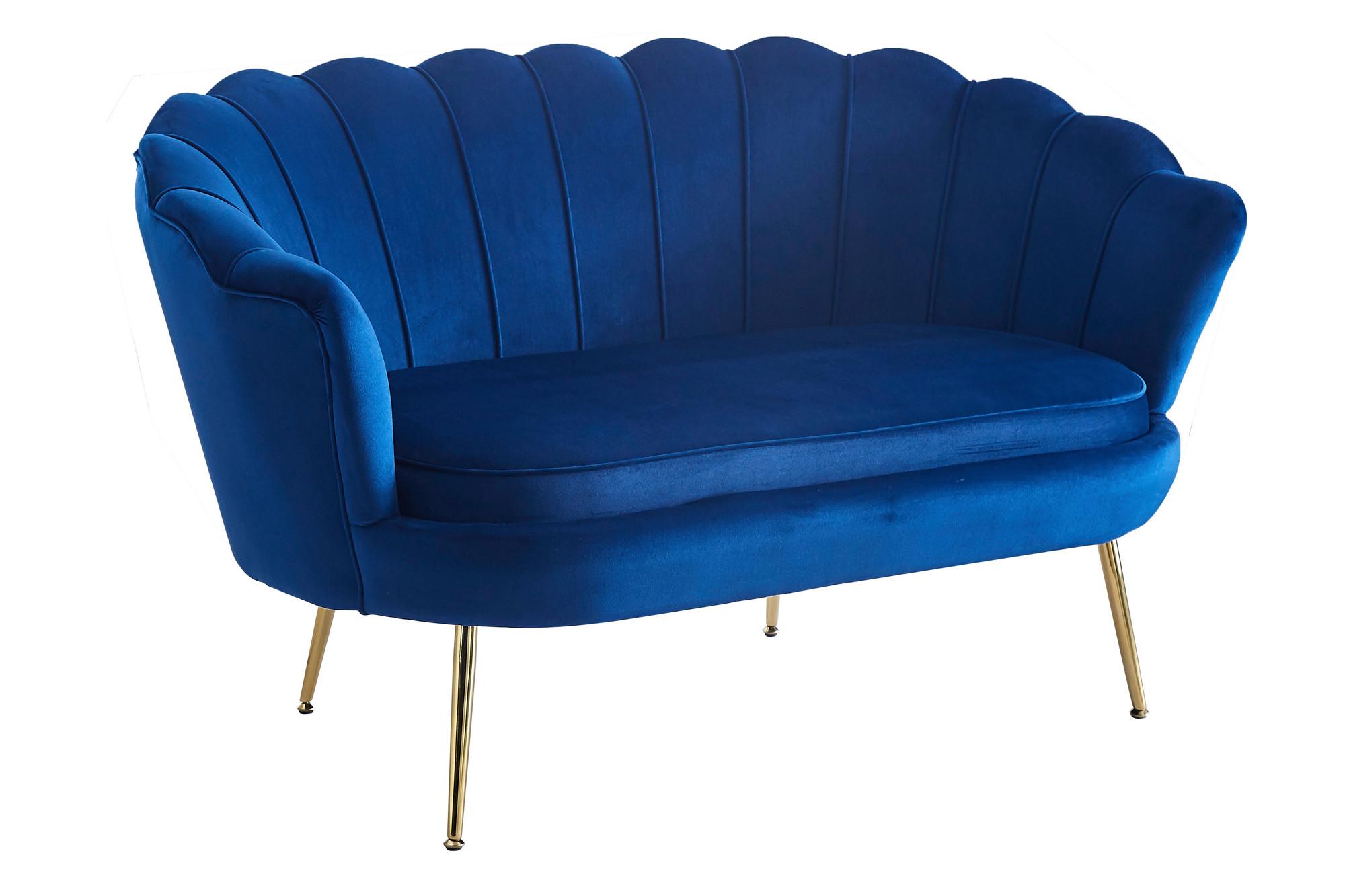 2-sitzer-sofa Dunkelblau B: 136 Cm - Goldfarben/Dunkelblau, MODERN, Textil (136/78/77cm) - Livetastic