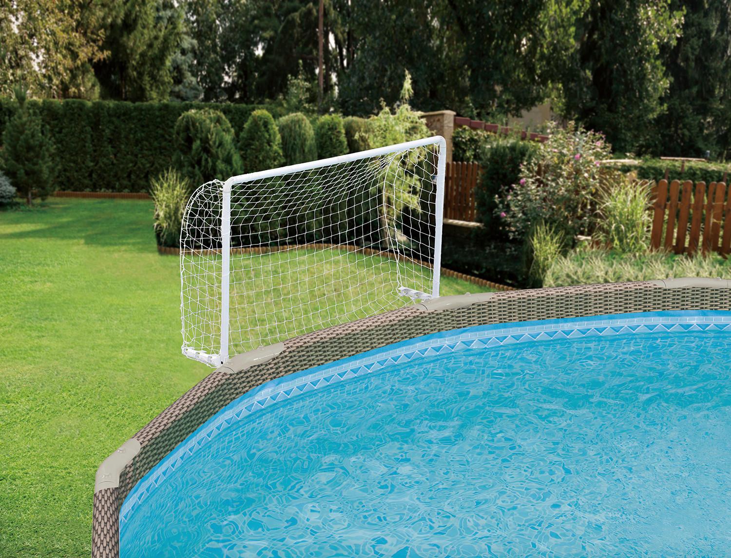 Wasserball-Set mit Tor Weiß B: 20 cm - Weiß, KONVENTIONELL, Kunststoff (20/95/110cm)