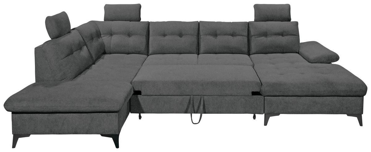 Sedacia súprava DURBAN U, ľavá, grafitová - čierna/grafitová, Konventionell, textil/plast (218/324/170cm) - MID.YOU