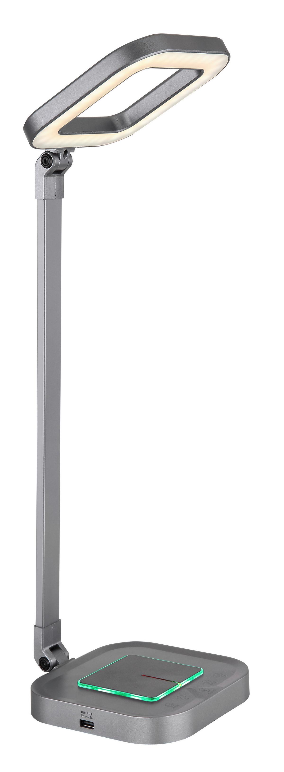 LED-Schreibtischleuchte Monaco - Weiß/Grau, Basics, Kunststoff/Metall (14,5/14,5/43cm) - Globo