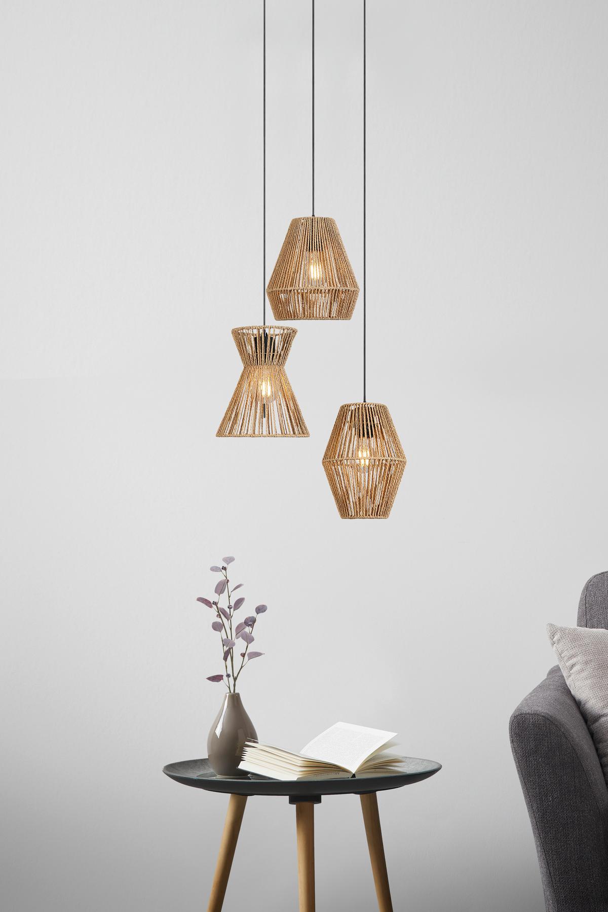Závěsné svítidlo Naturm - černá/přírodní barvy, Konvenční, kov/papír (44/120cm) - Mömax