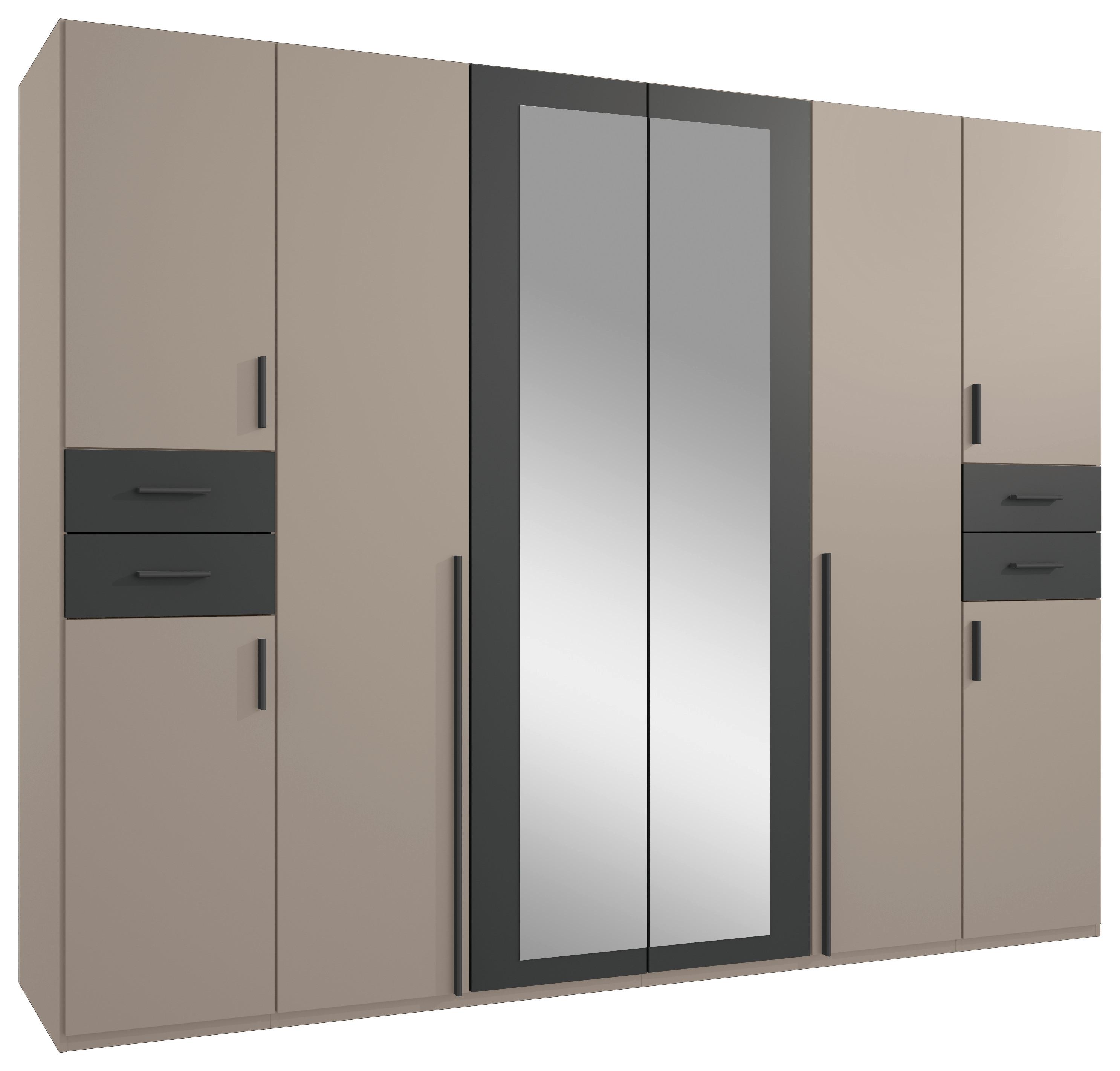 Drehtürenschrank Vegas Sahara/Graphit/Grau B: 270 cm - Graphitfarben/Grau, Basics, Glas/Holzwerkstoff (270/208/58cm) - MID.YOU