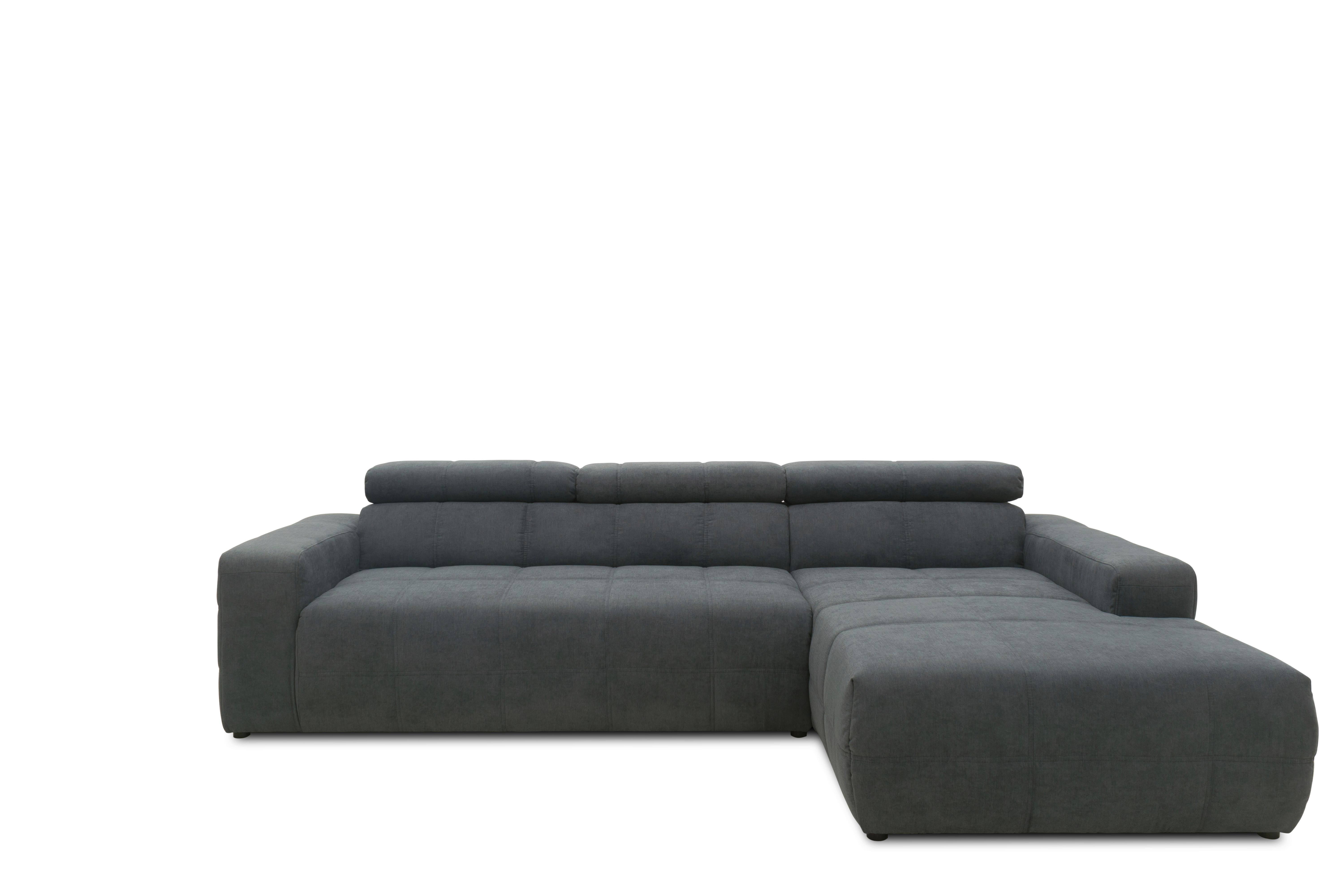 Ecksofa Mit Sitztiefen- Verstellung Brandon Dunkelgrau - Dunkelgrau/Schwarz, Design, Textil (285/175cm) - MID.YOU