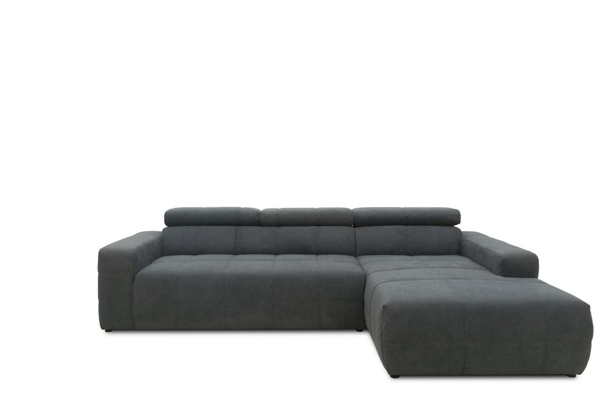 Ecksofa Mit Sitztiefen- Verstellung Brandon Dunkelgrau - Dunkelgrau/Schwarz, Design, Textil (285/175cm) - MID.YOU