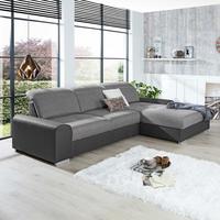 Ecksofa mit Schlaffunktion & Bettkasten Graphitfarben/Grau - Silberfarben/Graphitfarben, KONVENTIONELL, Textil (286/203cm) - Ondega