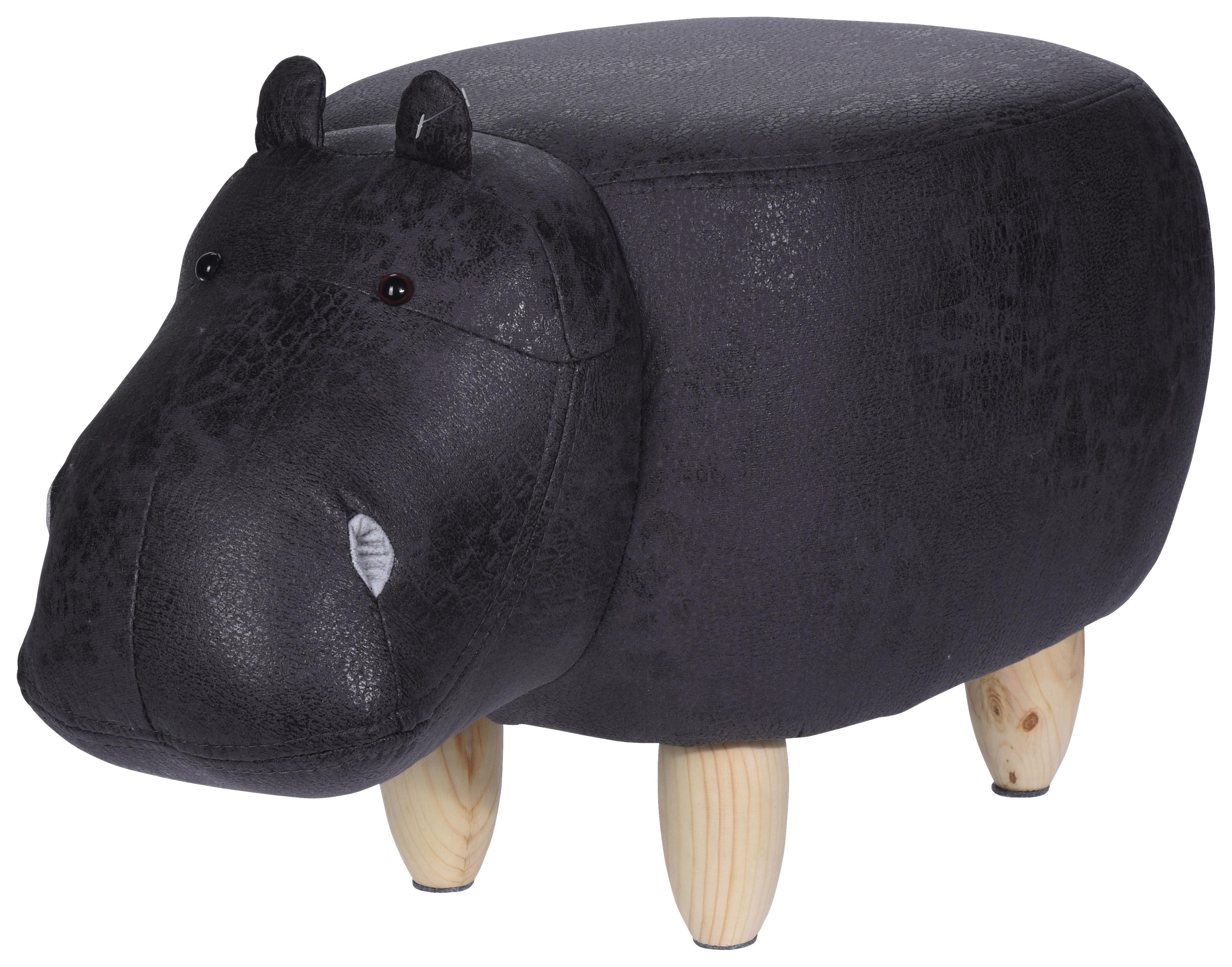 Tier Hocker Hippo - Naturfarben/Kieferfarben, Design, Holz/Textil (65/30/35cm)