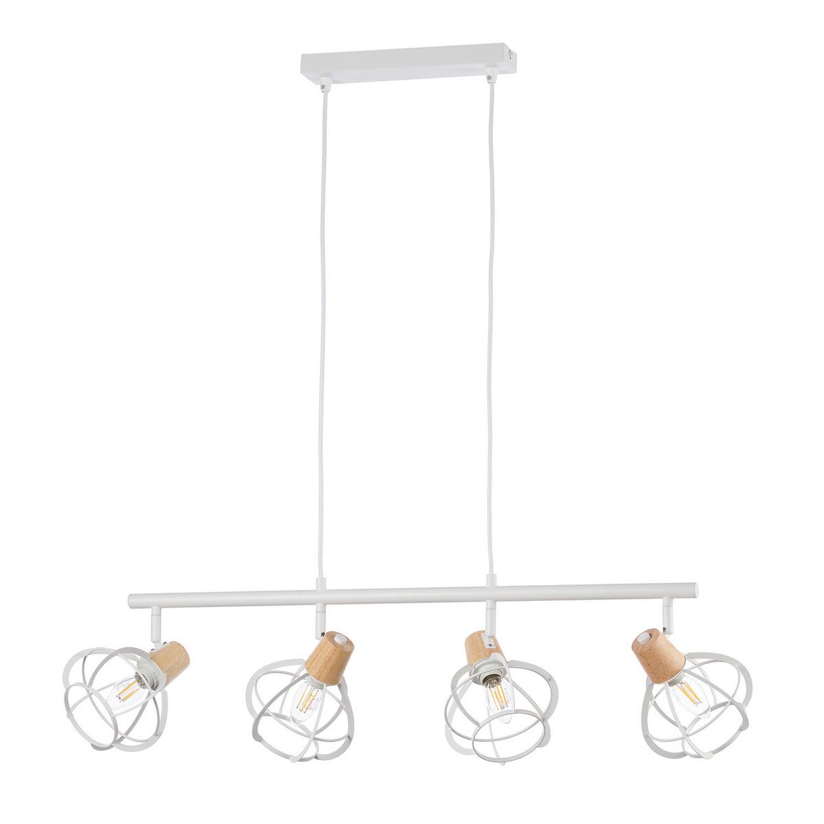 Pendelleuchte Ginger Weiß L: 92 cm - Weiß, KONVENTIONELL, Glas/Metall (92/15/150cm)