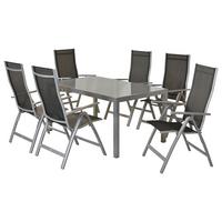 Gartenset Carrara - Silberfarben/Schwarz, MODERN, Textil/Metall - Gardenson