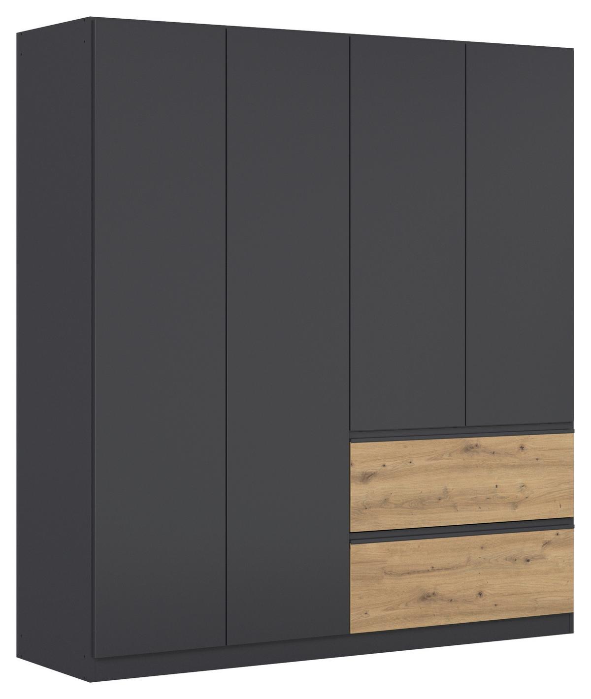 Drehtürenschrank Costa Grau Eiche Artisan Dekor - Eiche Artisan/Grau, MODERN, Holzwerkstoff (181/197/54cm) - Rauch Möbel