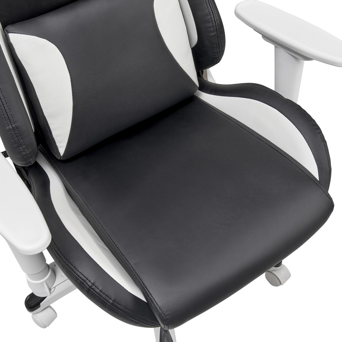 Gamingstuhl Racer - Schwarz/Weiß, MODERN, Kunststoff/Textil (66/126-134/59cm) - Livetastic