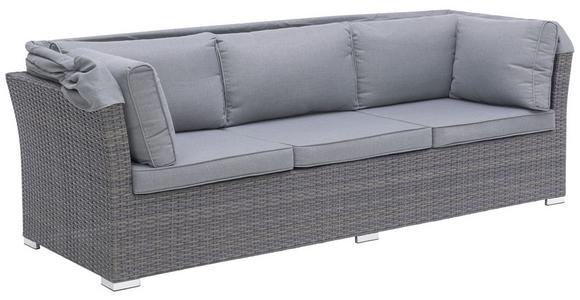 Loungegarnitur 5-Tlg Sansibar mit Kissen und Sonnenblende - Hellgrau/Braun, MODERN, Glas/Kunststoff (215/64/75cm) - Beldano