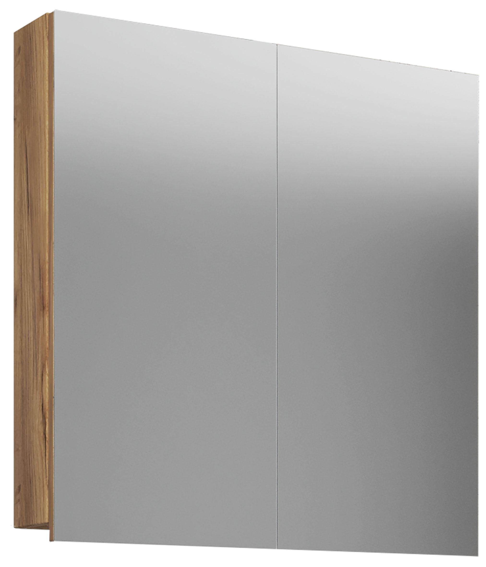Spiegelschrank Vcb 2-Türig BxHxT: 60x59x12 cm Eiche/Honig - Eichefarben/Honig, Basics, Glas/Holzwerkstoff (60/59/12cm) - MID.YOU