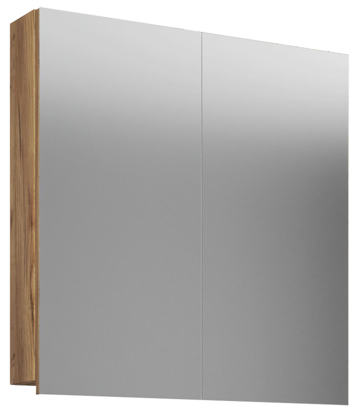 Spiegelschrank Vcb 2-Türig BxHxT: 60x59x12 cm Eiche/Honig - Eichefarben/Honig, Basics, Glas/Holzwerkstoff (60/59/12cm) - MID.YOU