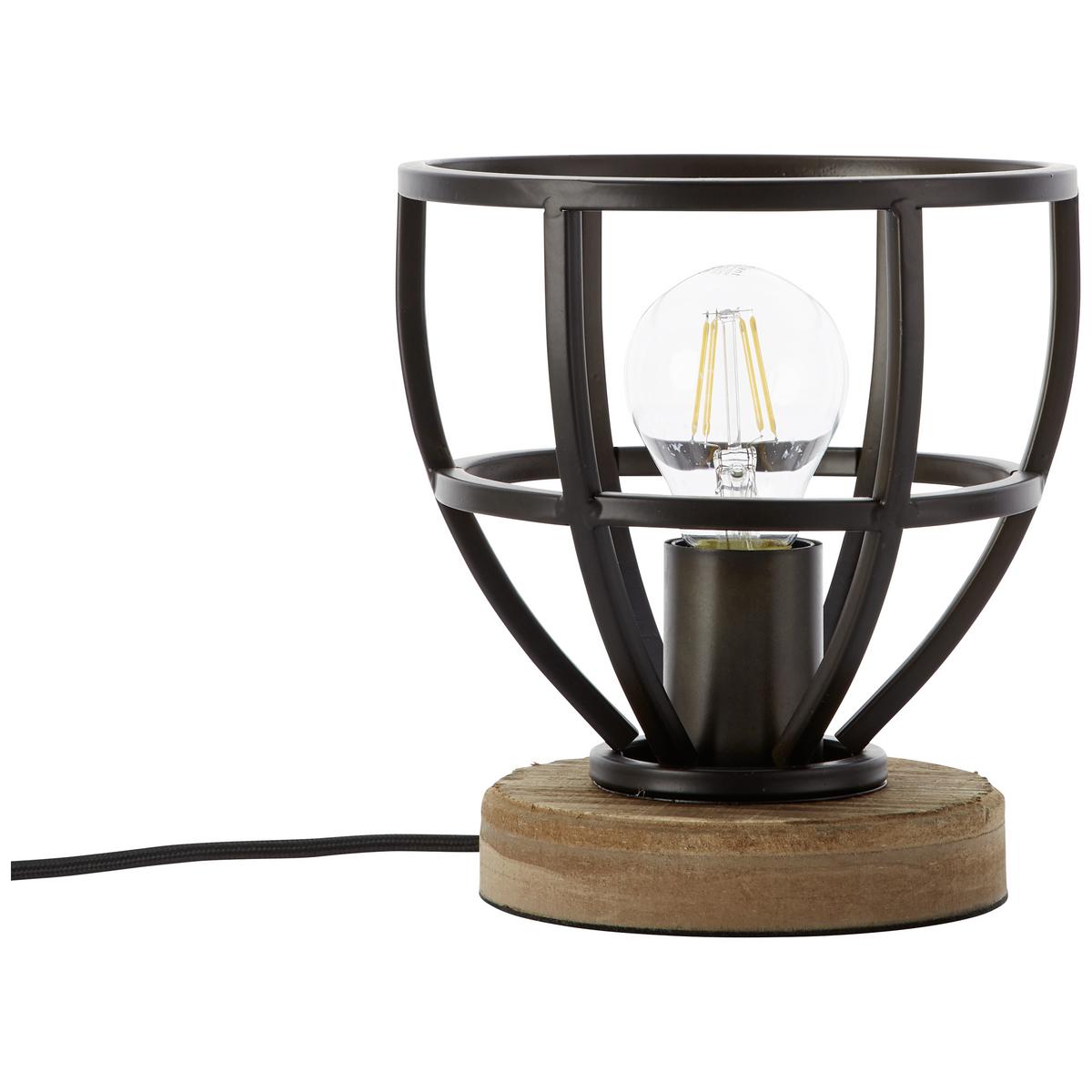 Tischlampe Matrix Wood Schwarz/Naturfarben - Schwarz, Design, Holz/Metall (18/19,5cm) - Brilliant
