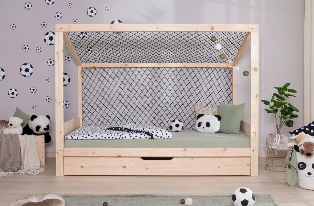 Bodenbett mit Bettkasten 90x200 cm Naturfarben - Naturfarben, MODERN, Holz (90/200cm) - MID.YOU