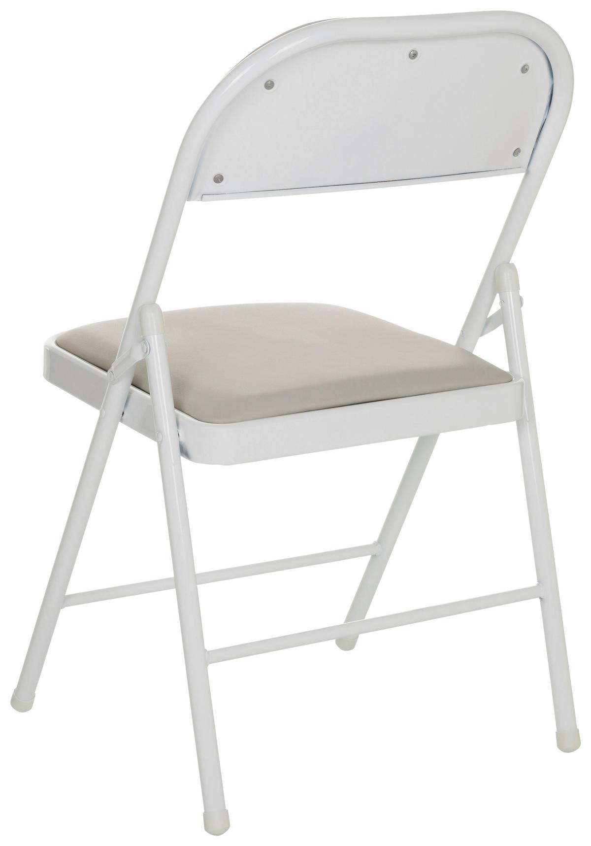 Klappstuhl Tudela W - Weiß/Grau, Basics, Leder/Metall (44/80/49cm) - MID.YOU