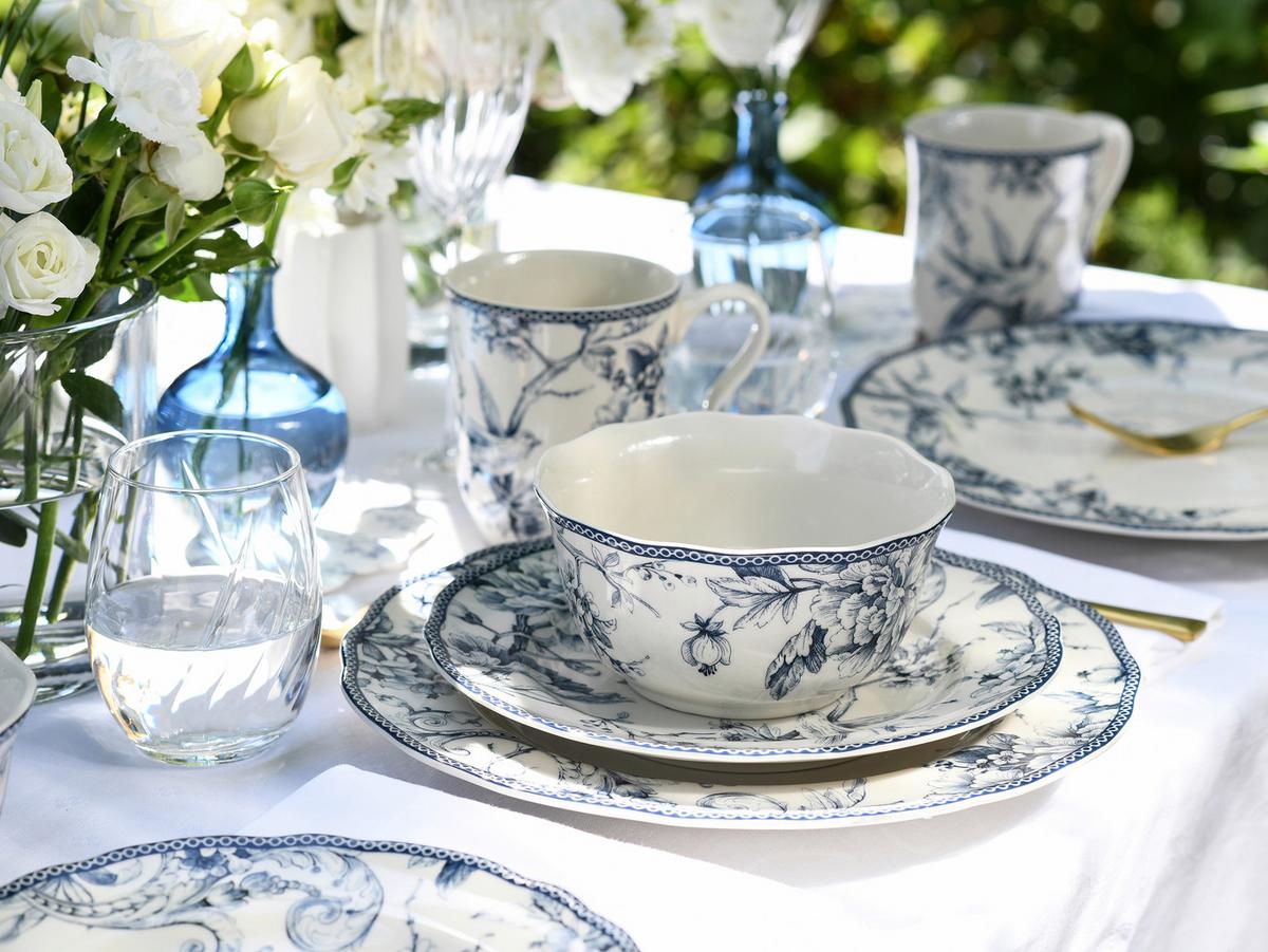 KOMBISERVICE Blau, Weiß, 16--Teilig. - Blau/Weiß, Basics, Keramik - Creatable