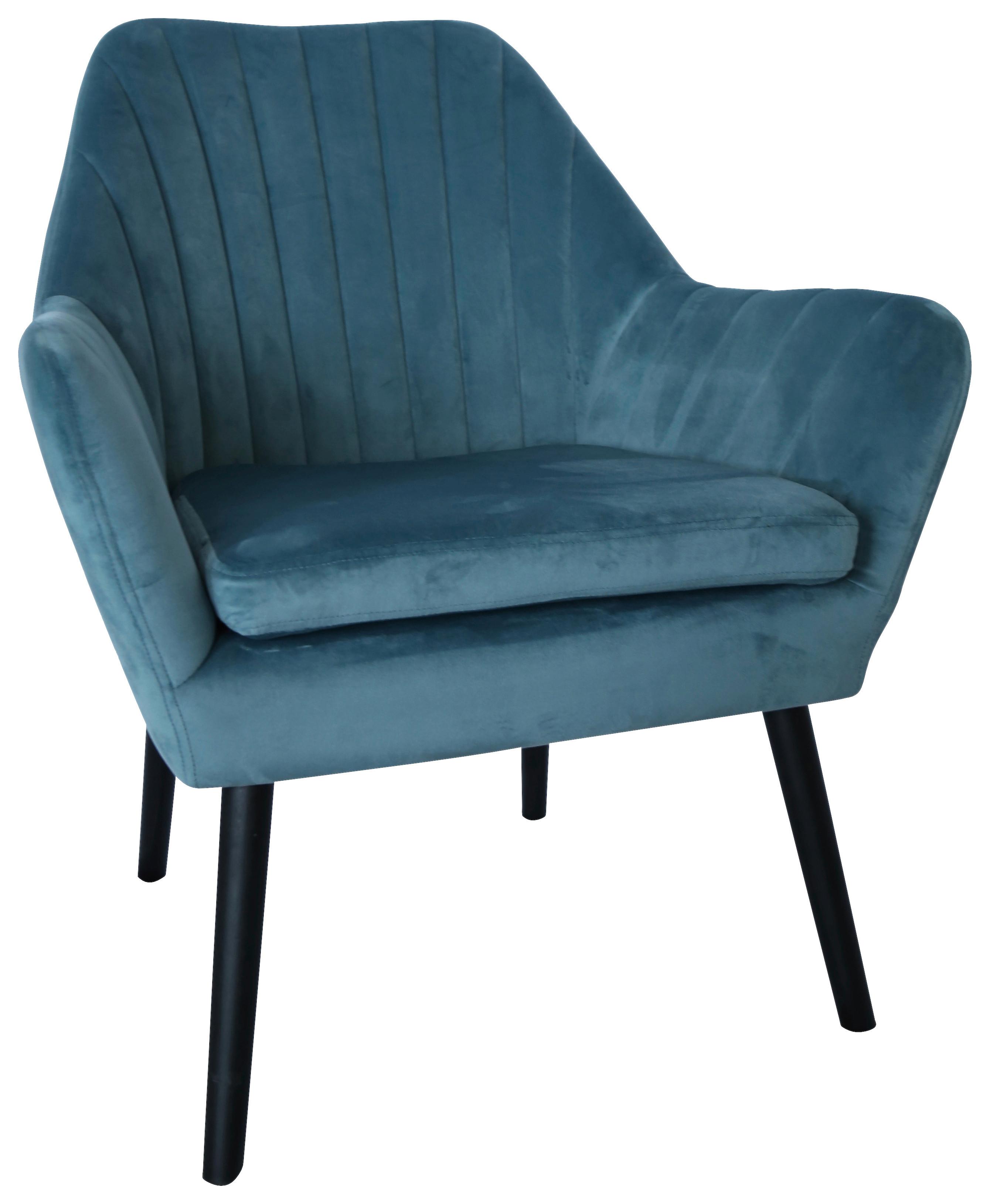 Zamatové kreslo Josefina, modré - modrá/čierna, Modern, drevo/textil (72/84/70cm) - Mömax
