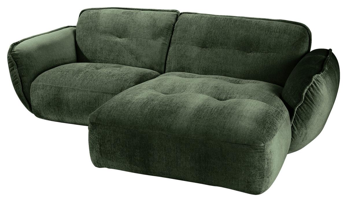 Ecksofa Fluffy Dunkelgrün S: 269x184 Cm - Dunkelgrün/Schwarz, MODERN, Textil (269/184cm) - Trendmanufaktur