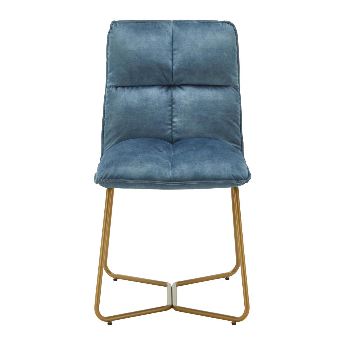 Židle ze sametu Fonia - modrá - modrá/barvy zlata, Moderní, kov/dřevo (49/85,5/57,5cm) - Bessagi Home