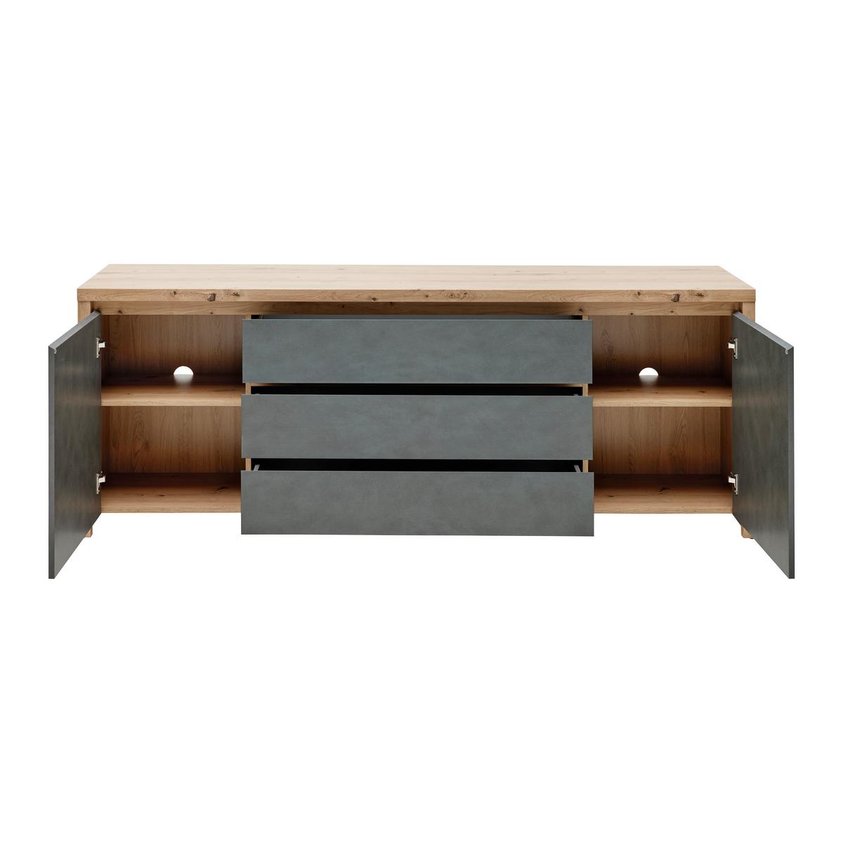 Kommode 190cm Larios Eiche Dekor/grau - Eiche Artisan/Grau, MODERN, Holzwerkstoff (190/71/40cm)